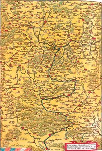 Franciae Orientalis (Vulgo/Franckenlant) Descriptio, Auctore, Sebast. A. Rotenhan Geographische Karte des Gebiets von Franken in Deutschland mit der Stadt Frankfurt (auch die Stadt Karlstadt..) aus „Theatrum Orbis Terrarum“ von Abraham Ortelius (Oer
