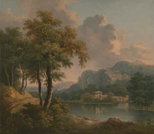 Bewaldete hügelige Landschaft, 1785 von Abraham Pether