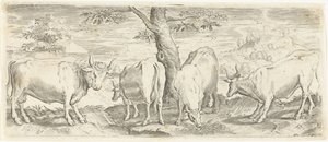 Kühe, ein Stier und ein Ochse von Abraham de Bruyn (possibly)