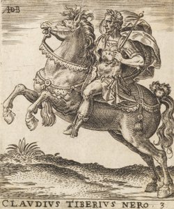 Claudius Tiberius Nero aus Zwölf Kaiser zu Pferd, ca. 1565-1587 von Abraham de Bruyn
