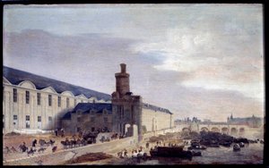 Ansicht von Porte Neuve und Galerie du Louvre um 1640. Eingang des Louvre an den Ufern der Seine. Gemälde von Abraham de Verwer (1600-1650) 1640 Paris, Musée Carnavalet von Abraham de Verwer