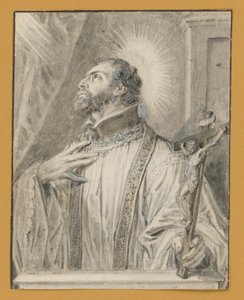 Brustbild eines Heiligen mit Kruzifix in der linken Hand von Abraham van Diepenbeeck