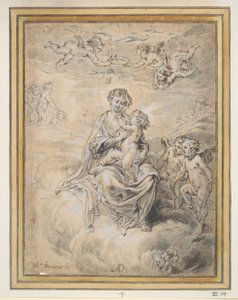 Jungfrau und Kind im Himmel, mit Putti von Abraham van Diepenbeeck