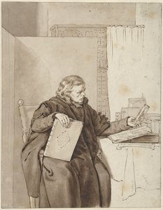 Porträt eines alten Mannes in einem Studierzimmer von Abraham van Strij (I)