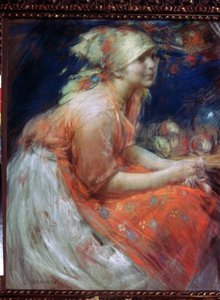 Ein Bauernmädchen. Gemälde von Abram Jefimowitsch Archipow (1862-1930) von Abram Efimovich Arkhipov