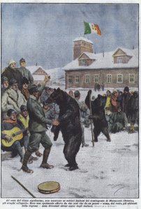 Trotz des extrem strengen Klimas fehlt es den italienischen Soldaten des Murmansk-Kontingents nicht an von Achille Beltrame