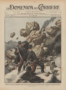 Carabinieri im Dienst in Castelmagno (Cuneo) von einem Bergsturz überrascht