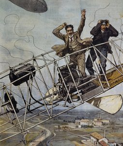 Katastrophe des De Bradski-Luftschiffs bei Paris, Frankreich, Illustration von Achille Beltrame für La Domenica del Corriere, 26. Oktober von Achille Beltrame