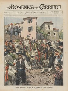 Charakteristische Kostüme, ein Umzug von Romagna-Stieren in Pontecorvo (Caserta)