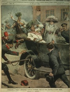 Titelbild der Ermordung von Erzherzog Franz Ferdinand von Österreich, Thronfolger von Österreich-Ungarn, Sarajevo