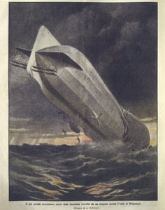 Titelillustration eines deutschen Kreuzers, der von einem Hurrikan in der Nähe der Insel Helgoland weggeschwemmt wird