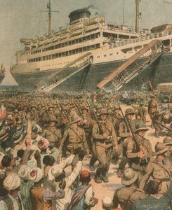 Titelillustration der Landung italienischer Truppen in Ostafrika von Achille Beltrame