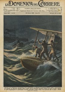 Während einer stürmischen Überfahrt zwischen Sardinien und Tunesien der italienische Dampfer Duce von Achille Beltrame