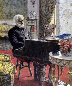 Giuseppe Verdi in Mailand im Jahr 1899. Illustration von Achille Beltrame von Achille Beltrame