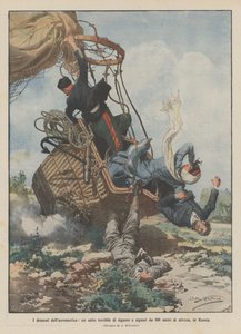 Die Dramen der Luftfahrt, ein schrecklicher Sturz von Damen und Herren aus 800 Metern Höhe in Russland von Achille Beltrame