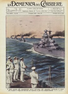 Der Duce beobachtet die Marineübungen des Jahres XII, ein großartiges Schauspiel der Stärke