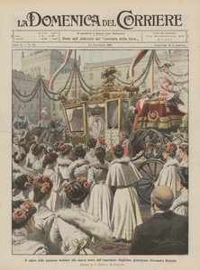 Der Gruß der Berliner Damen an die neue Schwiegertochter des Kaisers Wilhelm, Prinzessin Alexandra Holstein
