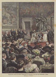 Feierliche Eröffnung des Internationalen Landwirtschaftsinstituts in einem Saal des Kapitols in Rom