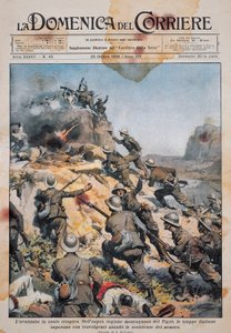 Italienische Truppen marschieren auf äthiopischem Boden, Illustration aus La Domenica del Corriere, 20. Oktober von Achille Beltrame