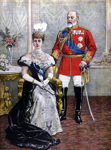König Edward VII. von England (1841-1910) mit Königin Alexandra im Jahr 1902, Illustration von Achilles Beltrame von Achille Beltrame