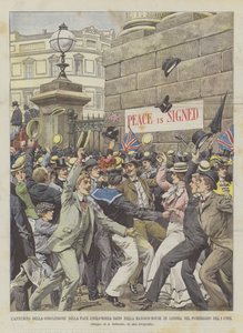 Die Ankündigung des Abschlusses des Anglo-Buren-Friedens im Mansion-House in London am Nachmittag des 1. Corr von Achille Beltrame