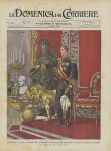 Die Thronbesteigung von Alfons XIII., der Treueeid auf die Verfassung in Madrid am 17. Mai