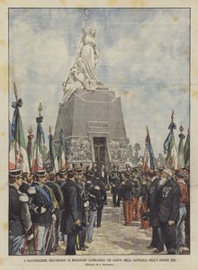 Die Einweihung des Beinhauses von Melegnano (Lombardei) für die Gefallenen der Schlacht vom 8. Juni 1859