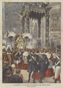 Die Krönung von Pius X. in St. Peter, der Papst erteilt den ersten öffentlichen Segen