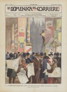 Der Eingang zur Galleria V. E. in Mailand, am Vorabend der allgemeinen Verwaltungswahlen (10. Dezember)