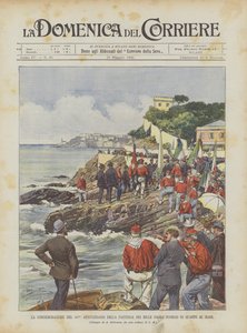 Die Gedenkfeier zum 42. Jahrestag der Abreise der Tausend vom Felsen von Quarto am Meer von Achille Beltrame