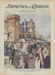 Das Fest der Erstsemester in Ferrara, der Studentenumzug durchquert die Stadt
