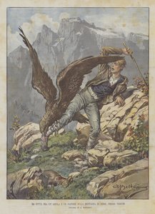 Der Kampf zwischen einem Adler und einem Hirten auf dem Berg Zerie bei Triest von Achille Beltrame