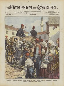 Der Aufstand in Mazedonien, Leichen von Aufständischen werden von den Türken durch die Dörfer geschleppt