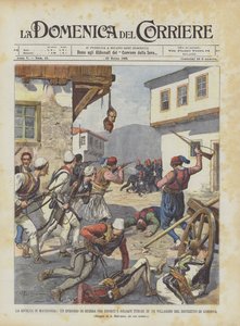 Der Aufstand in Mazedonien, eine Kriegsepisode zwischen Aufständischen und türkischen Soldaten in einem Dorf