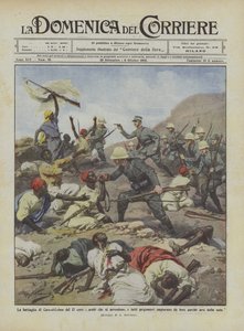 Die Schlacht von Cars-el-Leben am 17., Araber ergeben sich und werden gefangen genommen von Achille Beltrame