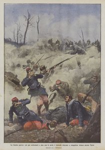 Der schmutzige Krieg, mit erstickenden Gasen und nicht mit Waffen, erobern die Deutschen Schützengräben bei Ypern von Achille Beltrame