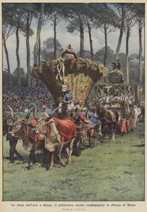 Das Traubenfest in Rom, der malerische Erntezug auf der Piazza di Siena