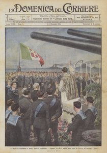 Die Neujahrsmesse an Bord, der Kaplan spricht: Herr, lass das neue Jahr ein Zeichen setzen