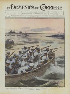 Die Einnahme von Zuara im Morgengrauen des 5. August, die ersten, die landeten, waren die Matrosen, die an Land angegriffen wurden
