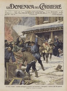 Der Aufstand in Russland, die Bauern plündern die ländlichen Anwesen und zerstören von Achille Beltrame