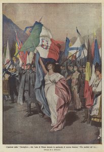 Die Apotheose der Marseillaise an der Scala von Mailand während des französischen Musikprogramms für Gesichtsverletzte