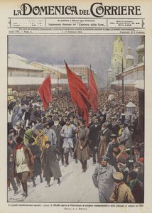 Die großen Arbeiterdemonstrationen, Marsch von 100.000 Arbeitern in St. Petersburg im Gedenkstreik