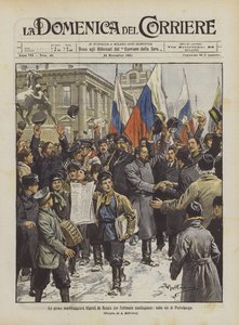 Die ersten liberalen Demonstrationen in Russland für die Verfassung, auf den Straßen von St. Petersburg