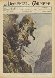 Während zwei Bergsteiger die Ostwand des Monte Civetta in den Dolomiten erklommen, der Fels? von Achille Beltrame