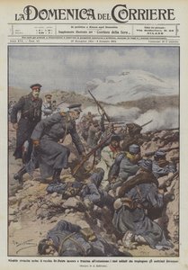 Bewundernswerte serbische Rache, der alte König Peter ermutigt und begeistert seine Soldaten