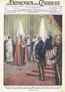 Im Thronsaal des Quirinals empfängt der König die Senussi-Mission aus der Cyrenaika
