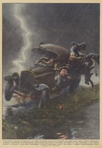 Bei Siena wurde während eines Gewitters ein Lastwagen von einem Blitz getroffen, auf dem...