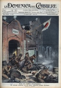 Zweiter Japanisch-Chinesischer Krieg (1937-1945): Zusammenstöße in der Nähe von Shanghai. Illustration von Achille Beltrame in 