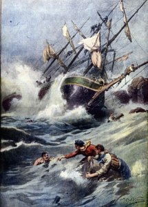 Untergang eines russischen Viermastschiffs in der Nähe der englischen Küste von Achille Beltrame