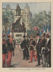 Feierliche Einweihung des Denkmals für Léon Gambetta in Nizza am Nachmittag des 25. April von Achille Beltrame